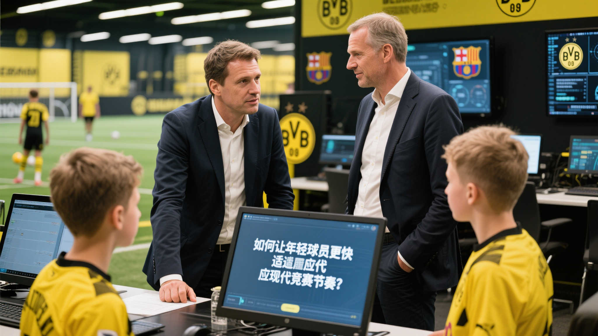 温格携手德国足协主席纽恩多夫走访多特训练基地，与瓦共同交流